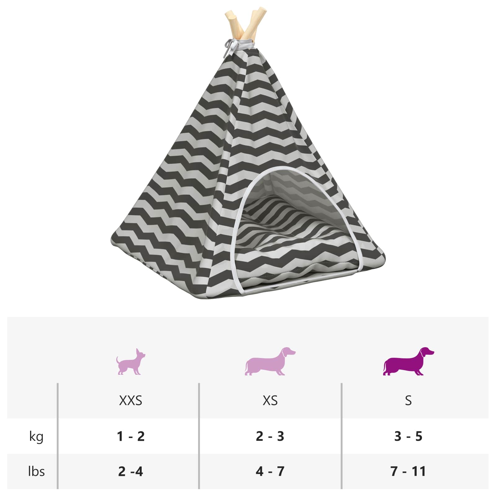 Pet teepee s polštářem Bílá a šedá 50 x 50 x 60 cm Polyester