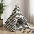 Načíst obrázek do prohlížeče galerie, Pet teepee s polštářem Bílá a šedá 60 x 60 x 70 cm Polyester
