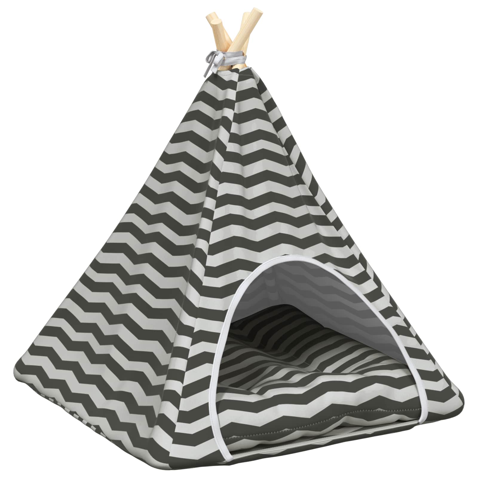 Pet teepee s polštářem Bílá a šedá 60 x 60 x 70 cm Polyester