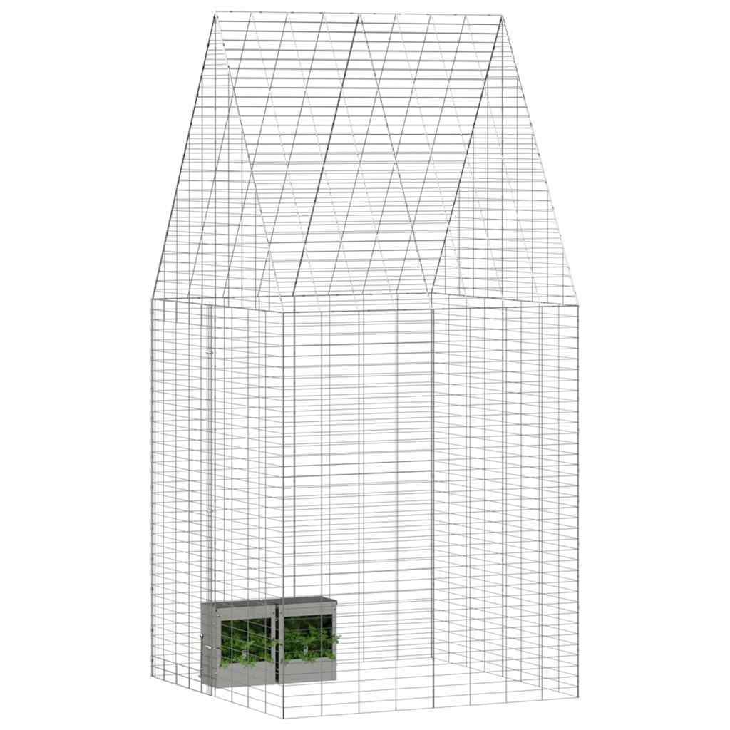 Klec pro králíky Stříbrná 400 x 100 x 210 cm Pozinkovaná ocel
