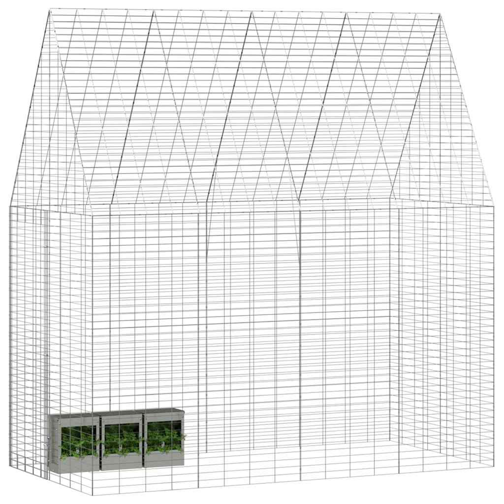 Klec pro králíky Stříbrná 400 x 100 x 210 cm Pozinkovaná ocel