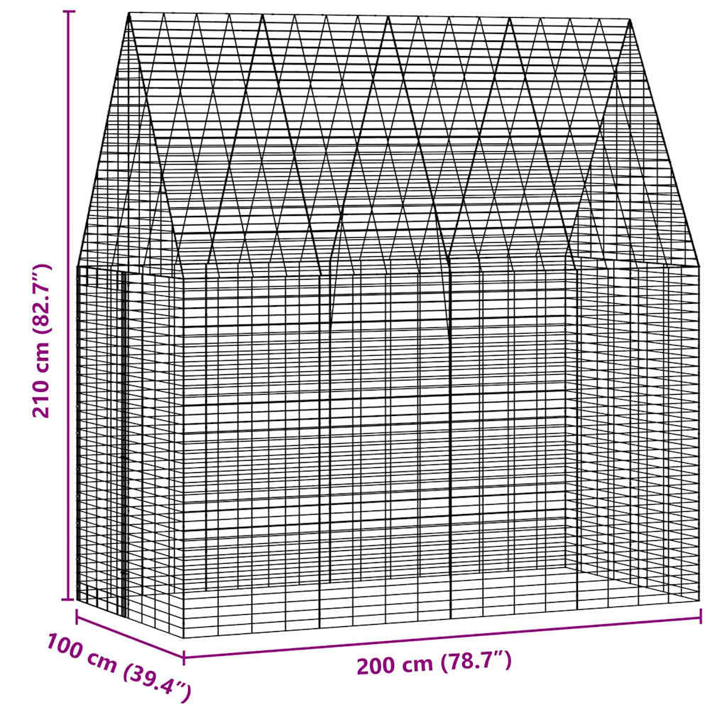 Klec pro králíky Stříbrná 400 x 100 x 210 cm Pozinkovaná ocel