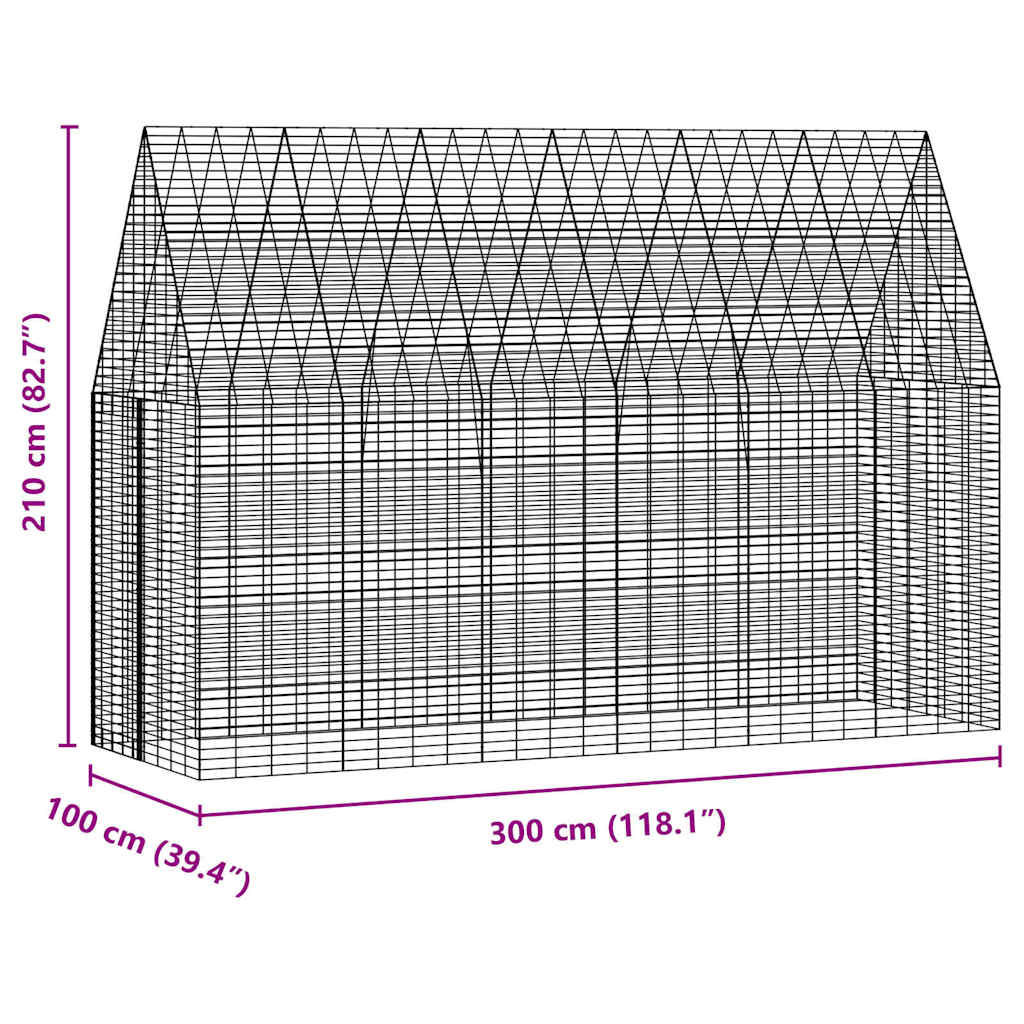 Klec pro králíky Stříbrná 300 x 100 x 210 cm Pozinkovaná ocel