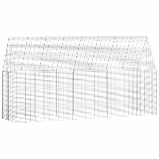 Klec pro králíky Stříbrná 400 x 100 x 210 cm Pozinkovaná ocel