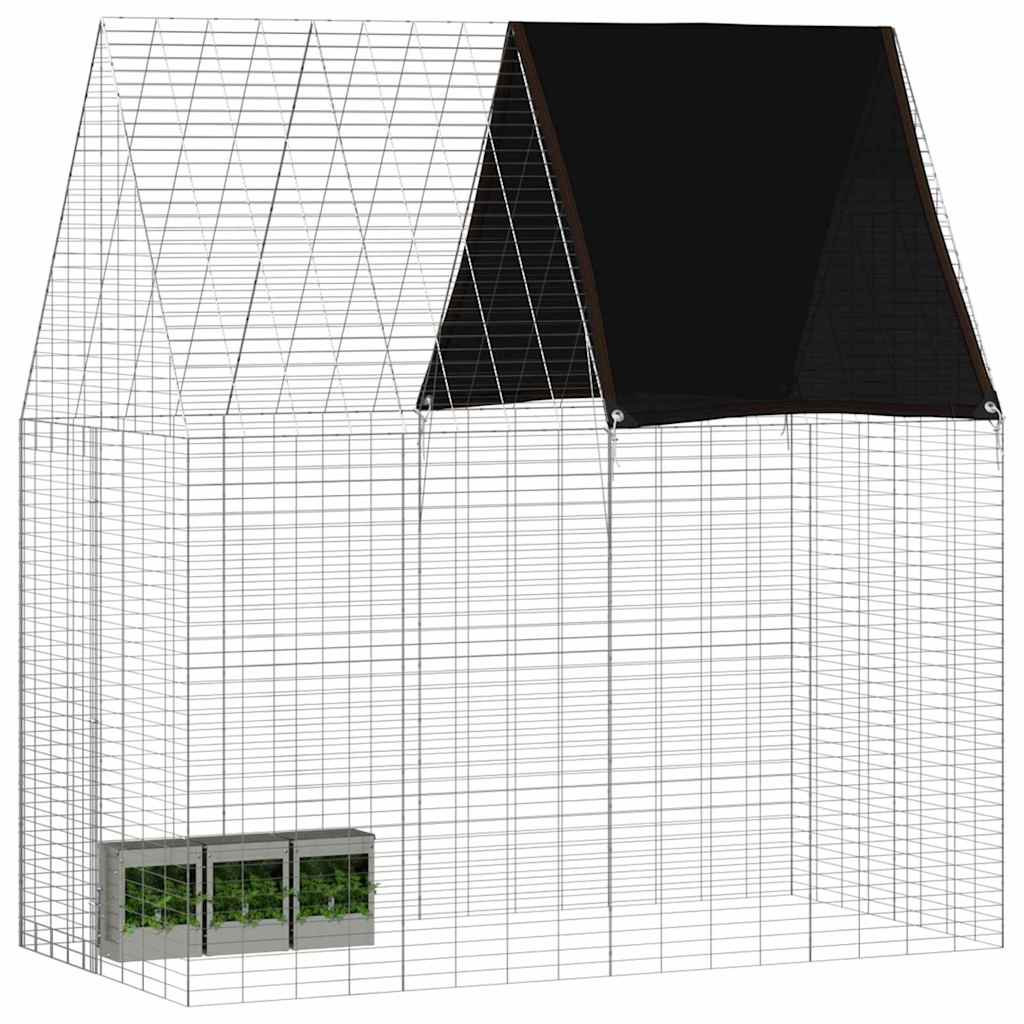Klec pro králíky Stříbrná 200 x 100 x 210 cm Pozinkovaná ocel