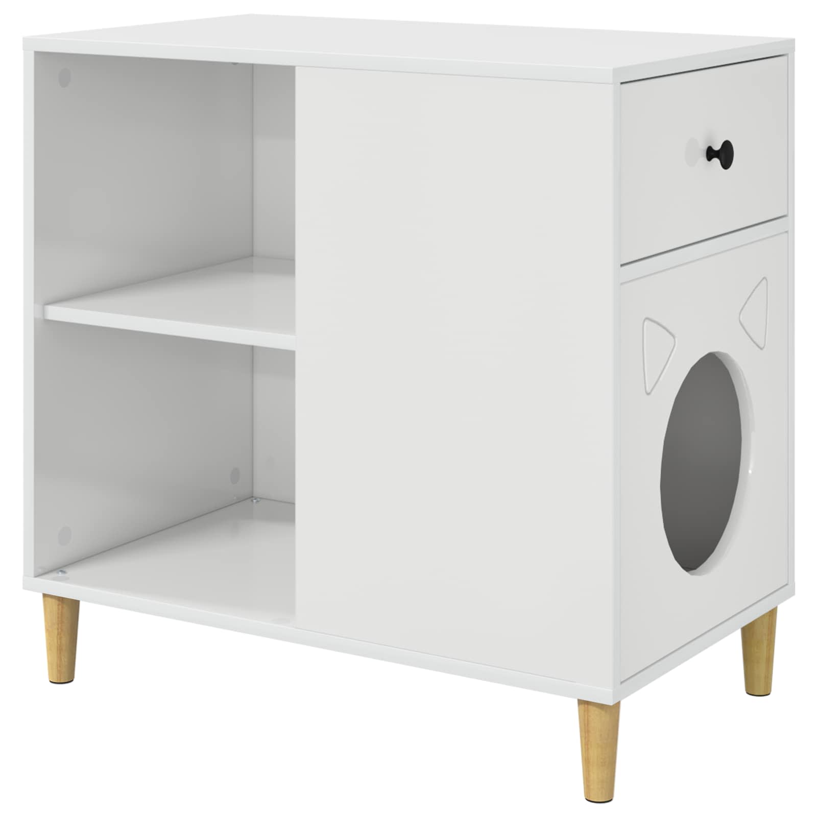 Kočičí dům Lesklá Bílá 72 x 42.5 x 70 cm kompozitní dřevo
