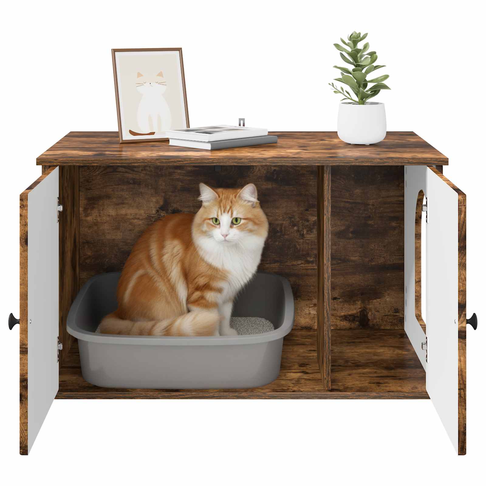 Kočičí dům Kouřový dub 85 x 55 x 50 cm kompozitní dřevo