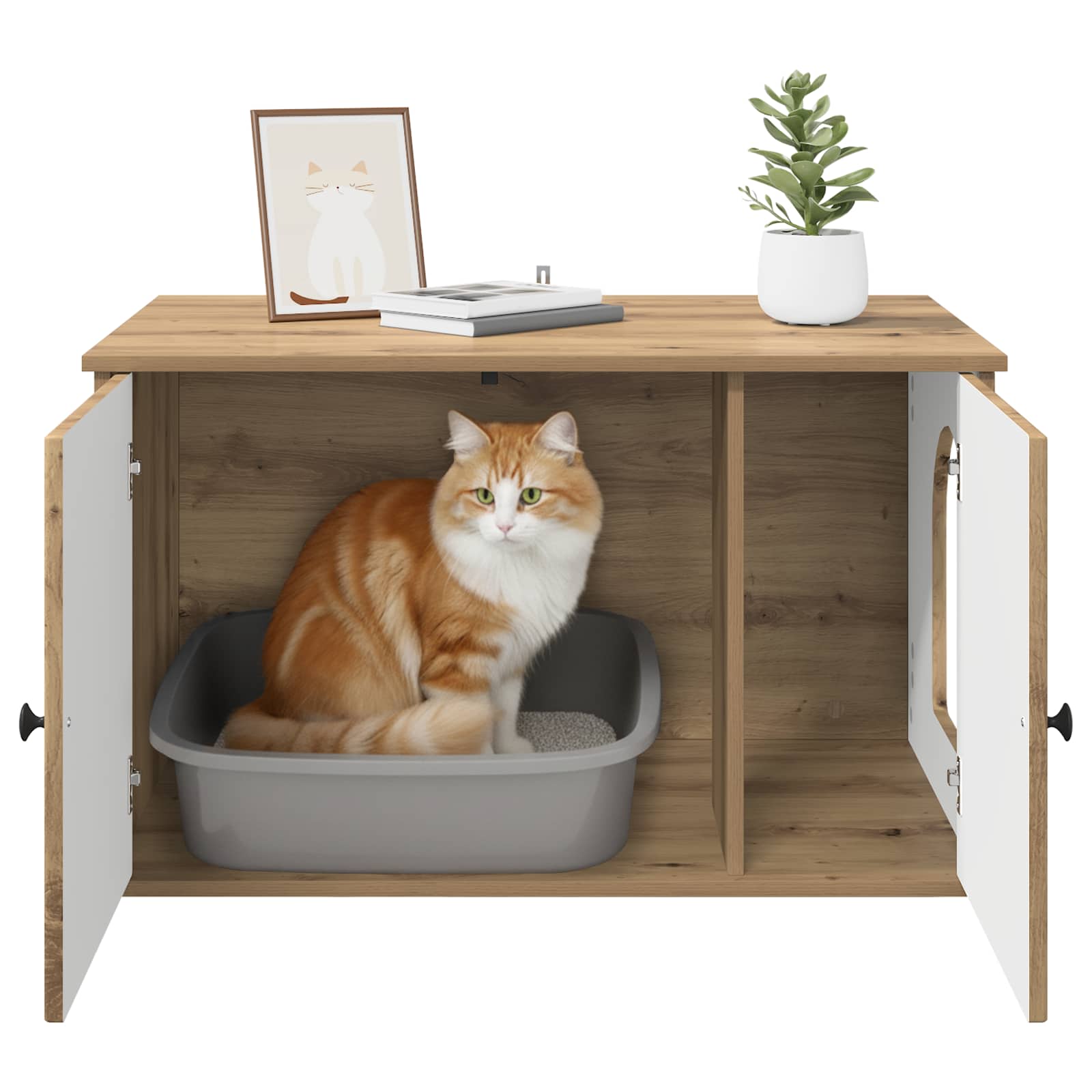 Kočičí dům Umělecký dub 85 x 55 x 50 cm kompozitní dřevo