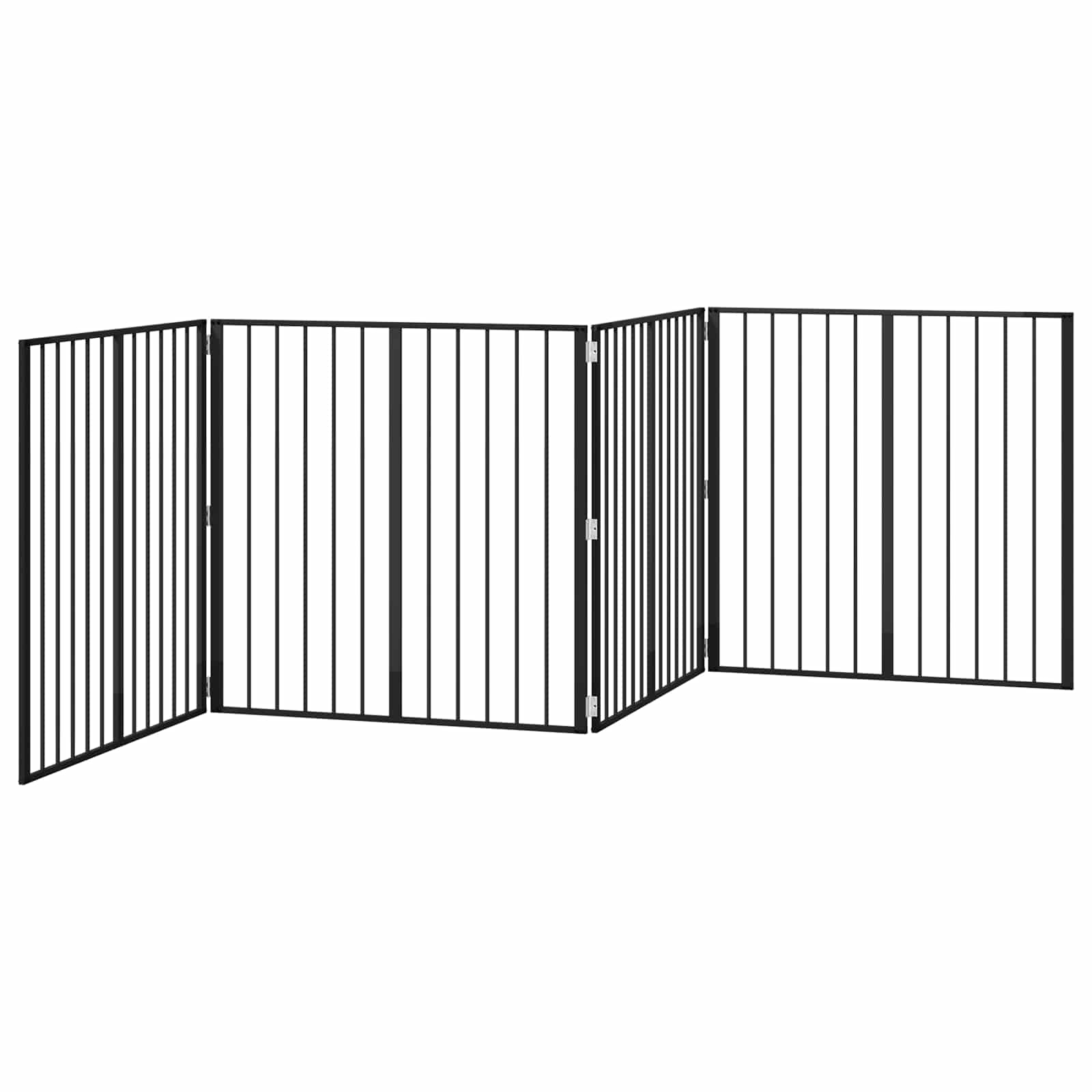 Psí brána 4 pcs Černý 100 x 100 cm Pozinkovaná ocel