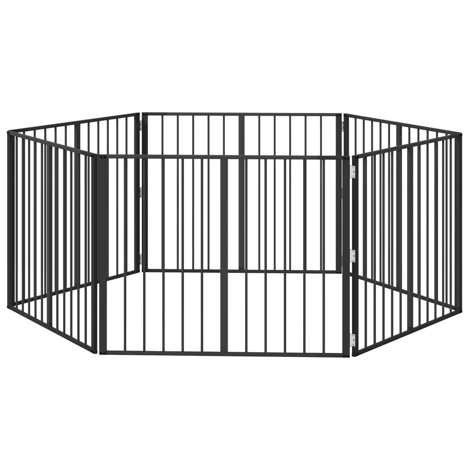 Psí brána 6 pcs Černý 100 x 80 cm Pozinkovaná ocel