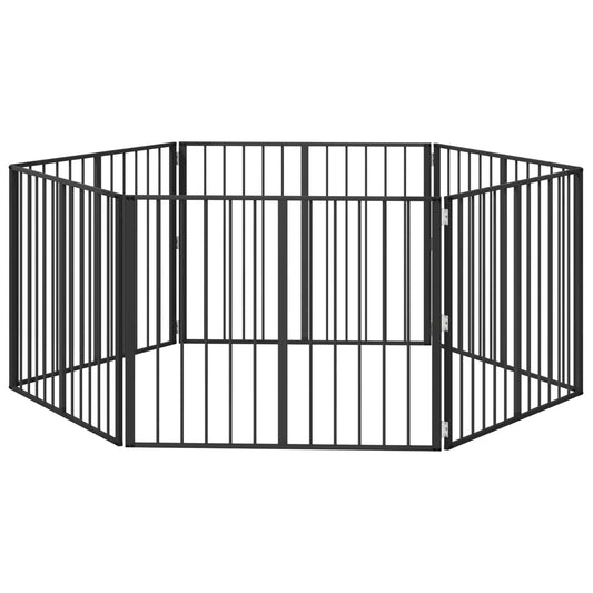 Psí brána 6 pcs Černý 100 x 80 cm Pozinkovaná ocel