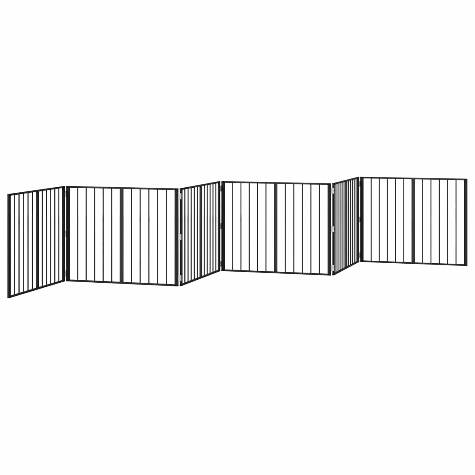 Psí brána 6 pcs Černý 100 x 80 cm Pozinkovaná ocel
