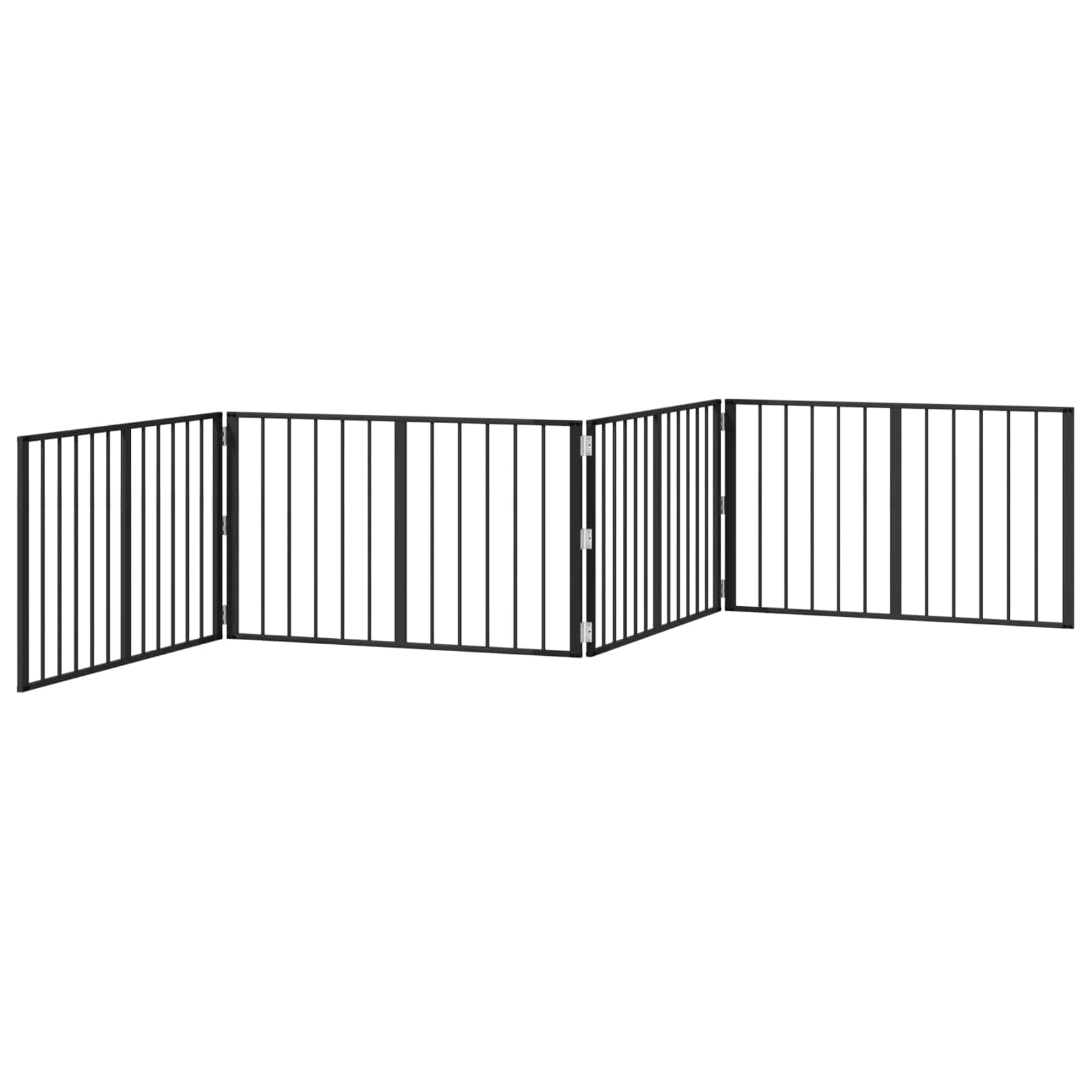 Psí brána 4 pcs Černý 100 x 60 cm Pozinkovaná ocel