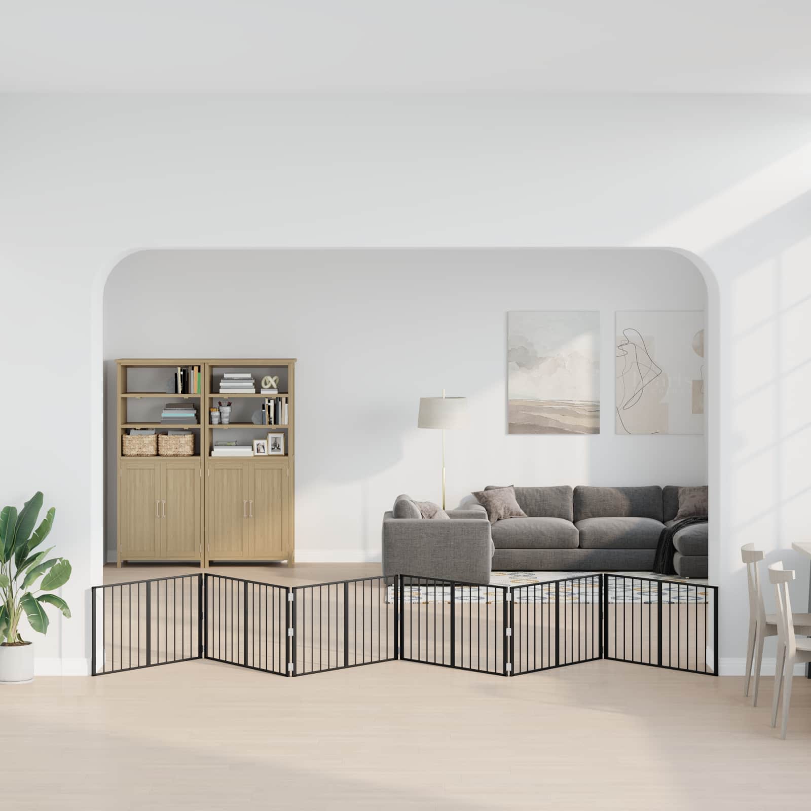 Psí brána 6 pcs Černý 100 x 60 cm Pozinkovaná ocel