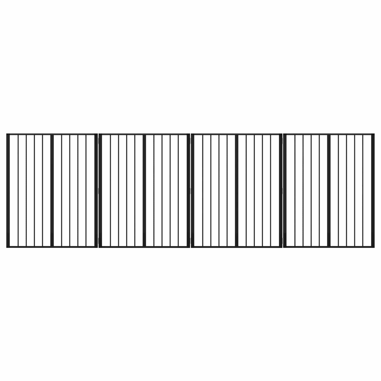 Psí brána 4 pcs Černý 80 x 100 cm Pozinkovaná ocel