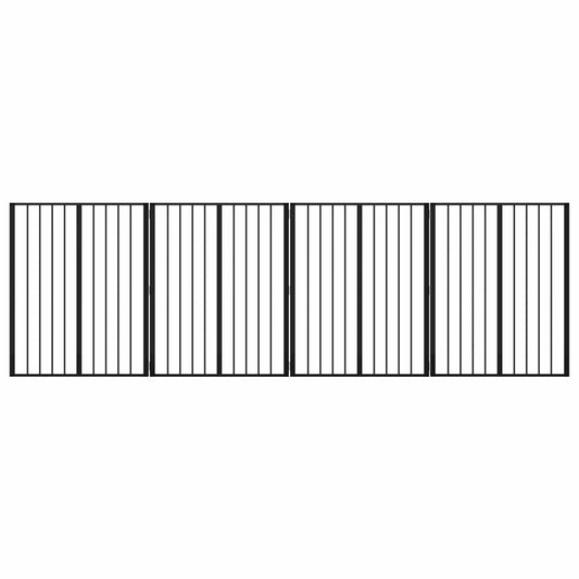 Psí brána 4 pcs Černý 80 x 100 cm Pozinkovaná ocel