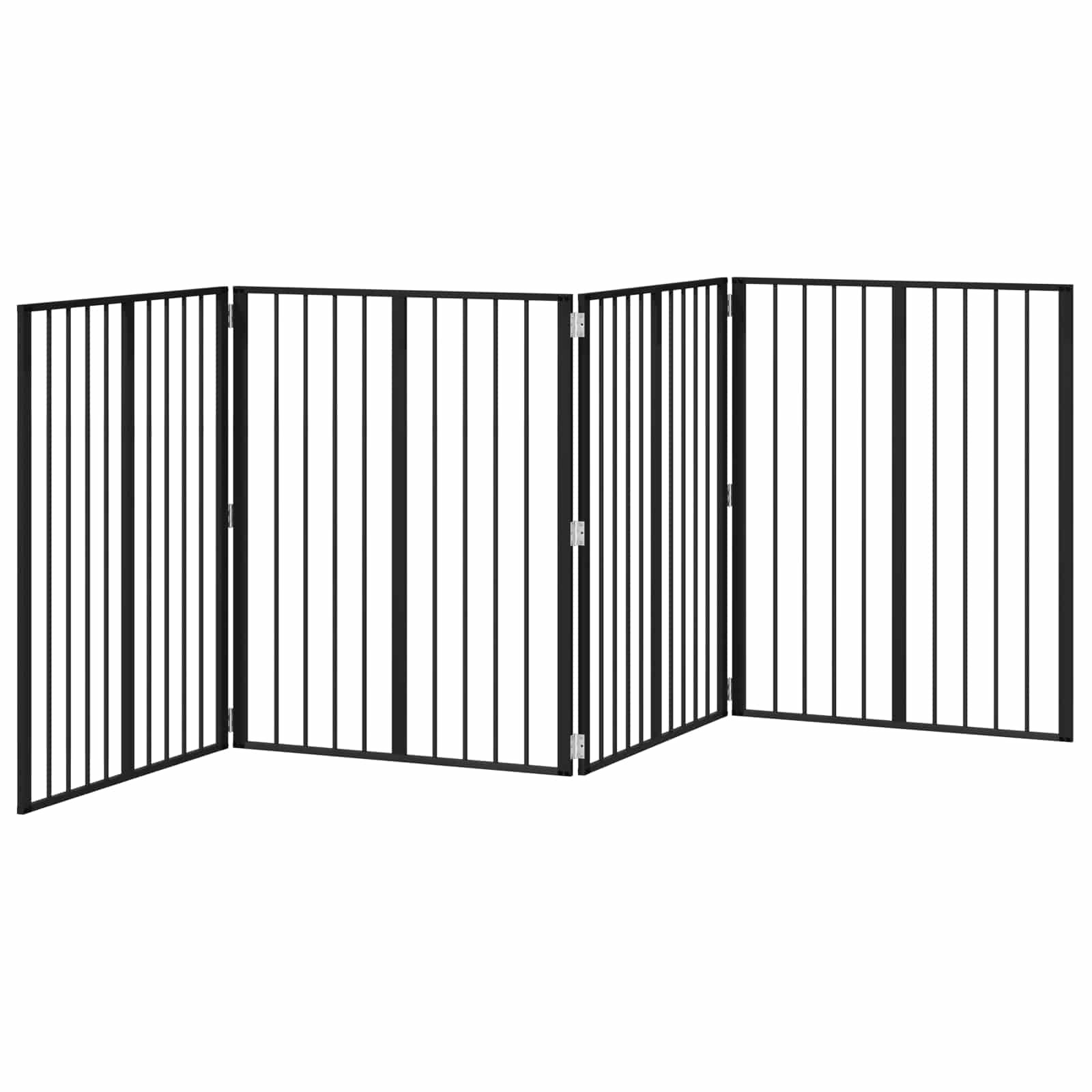 Psí brána 4 pcs Černý 80 x 100 cm Pozinkovaná ocel