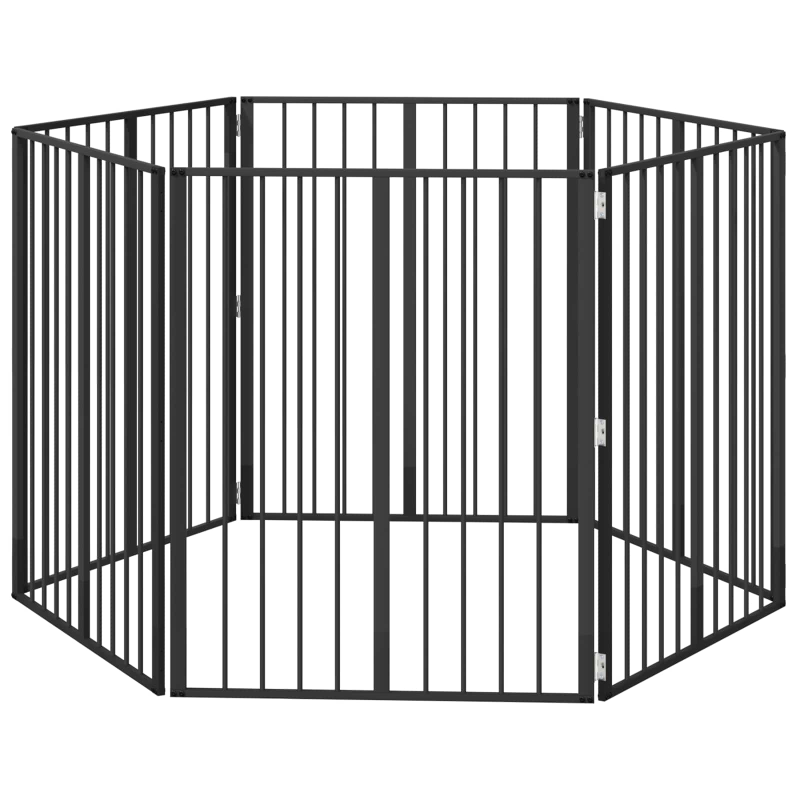 Psí brána 6 pcs Černý 80 x 100 cm Pozinkovaná ocel