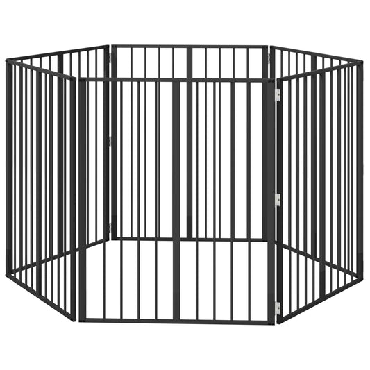 Psí brána 6 pcs Černý 80 x 100 cm Pozinkovaná ocel