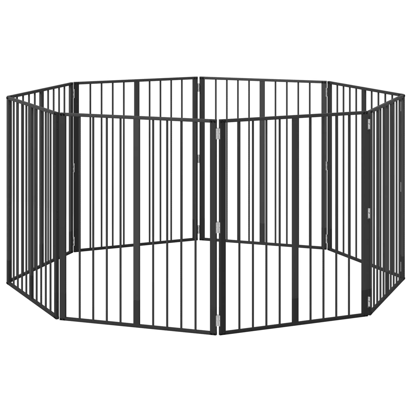 Psí brána 8 pcs Černý 80 x 100 cm Pozinkovaná ocel