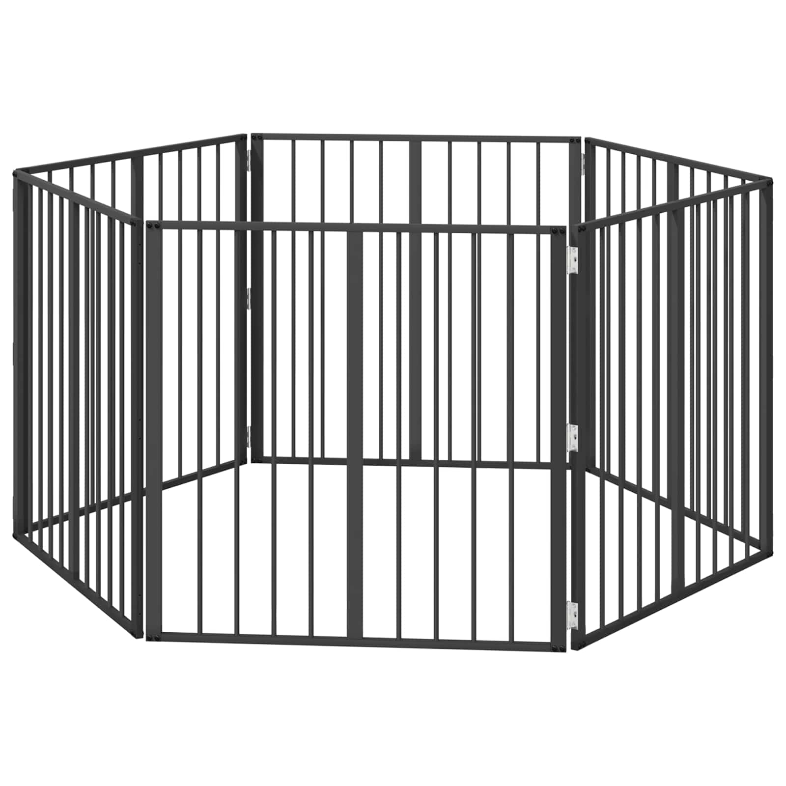 Psí brána 6 pcs Černý 80 x 80 cm Pozinkovaná ocel
