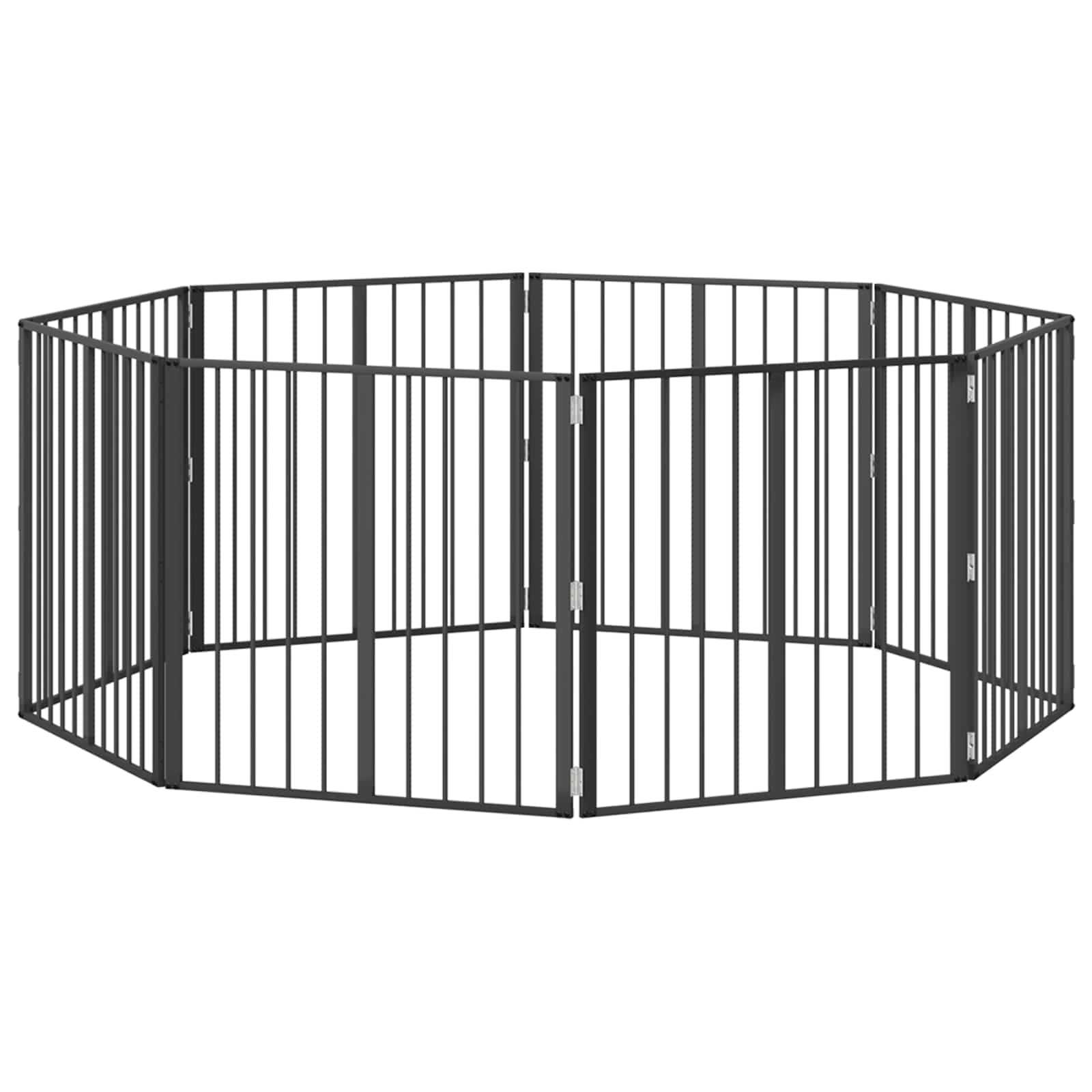 Psí brána 8 pcs Černý 80 x 80 cm Pozinkovaná ocel