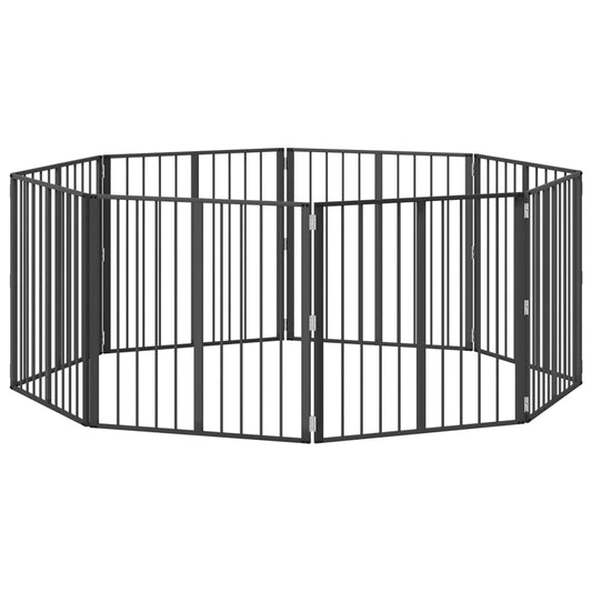 Psí brána 8 pcs Černý 80 x 80 cm Pozinkovaná ocel