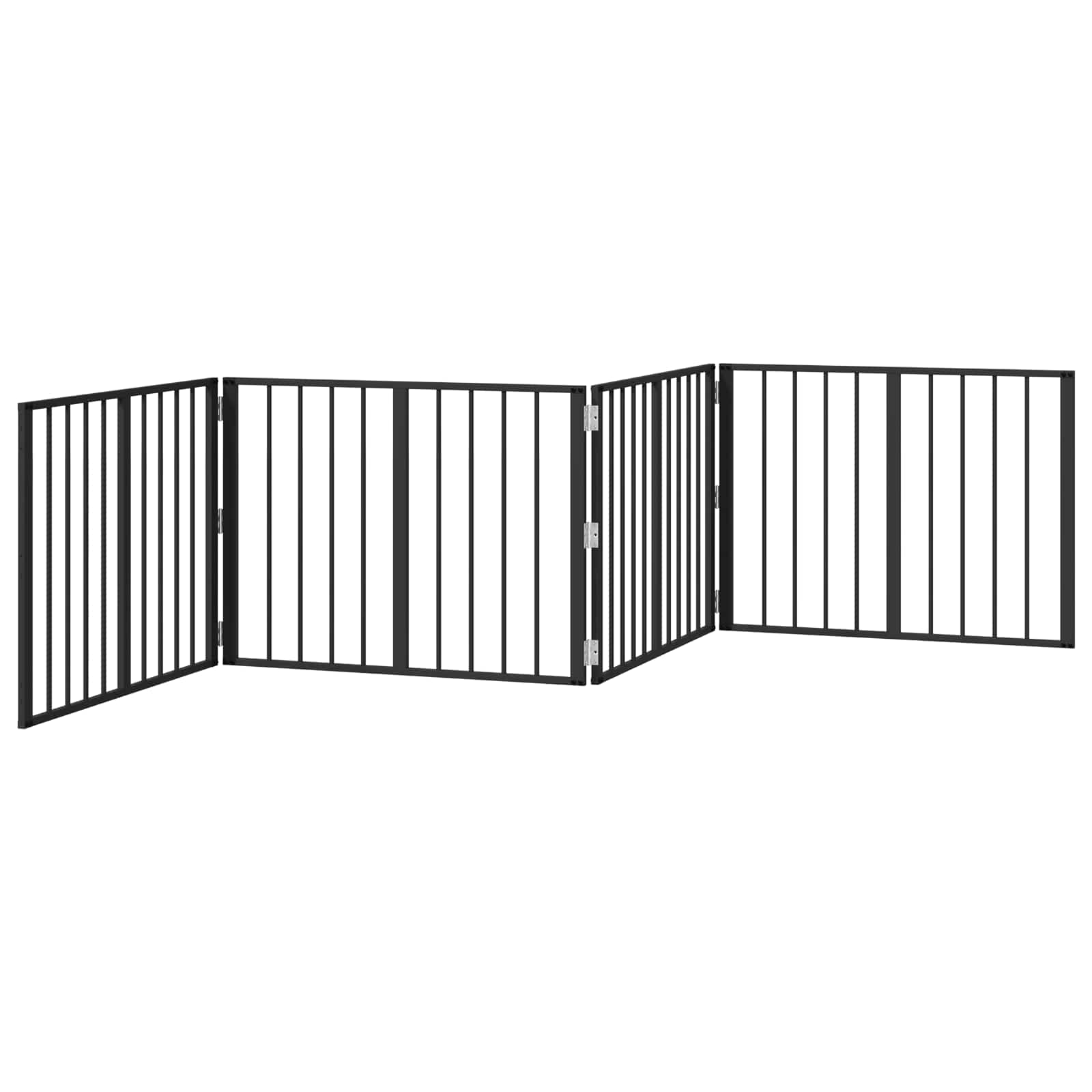 Psí brána 4 pcs Černý 80 x 60 cm Pozinkovaná ocel