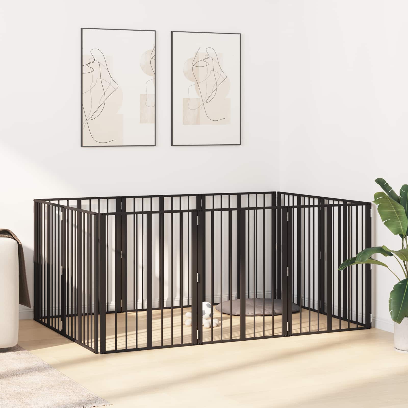 Psí brána 10 pcs Černý 60 x 80 cm Pozinkovaná ocel