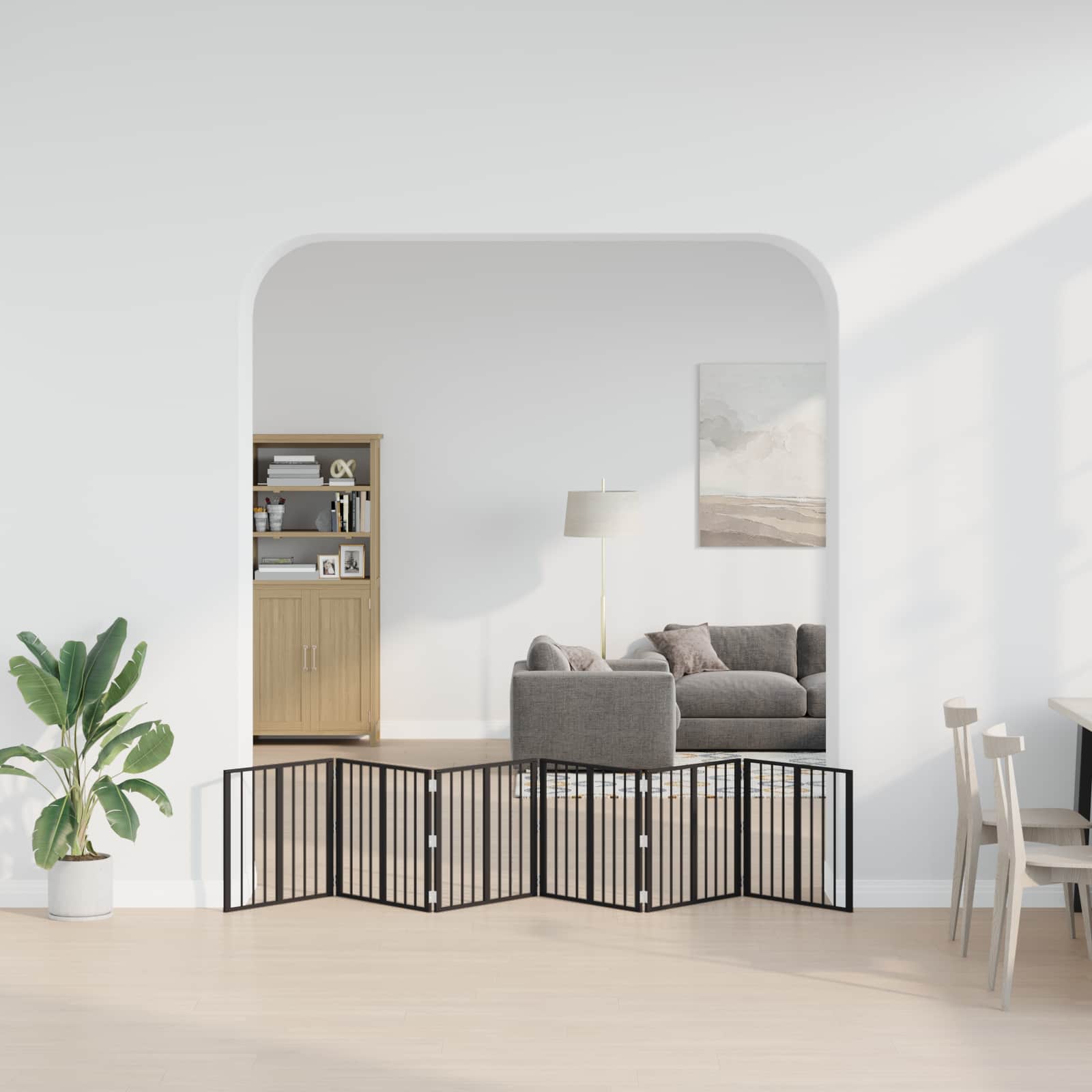 Psí brána 6 pcs Černý 60 x 60 cm Pozinkovaná ocel