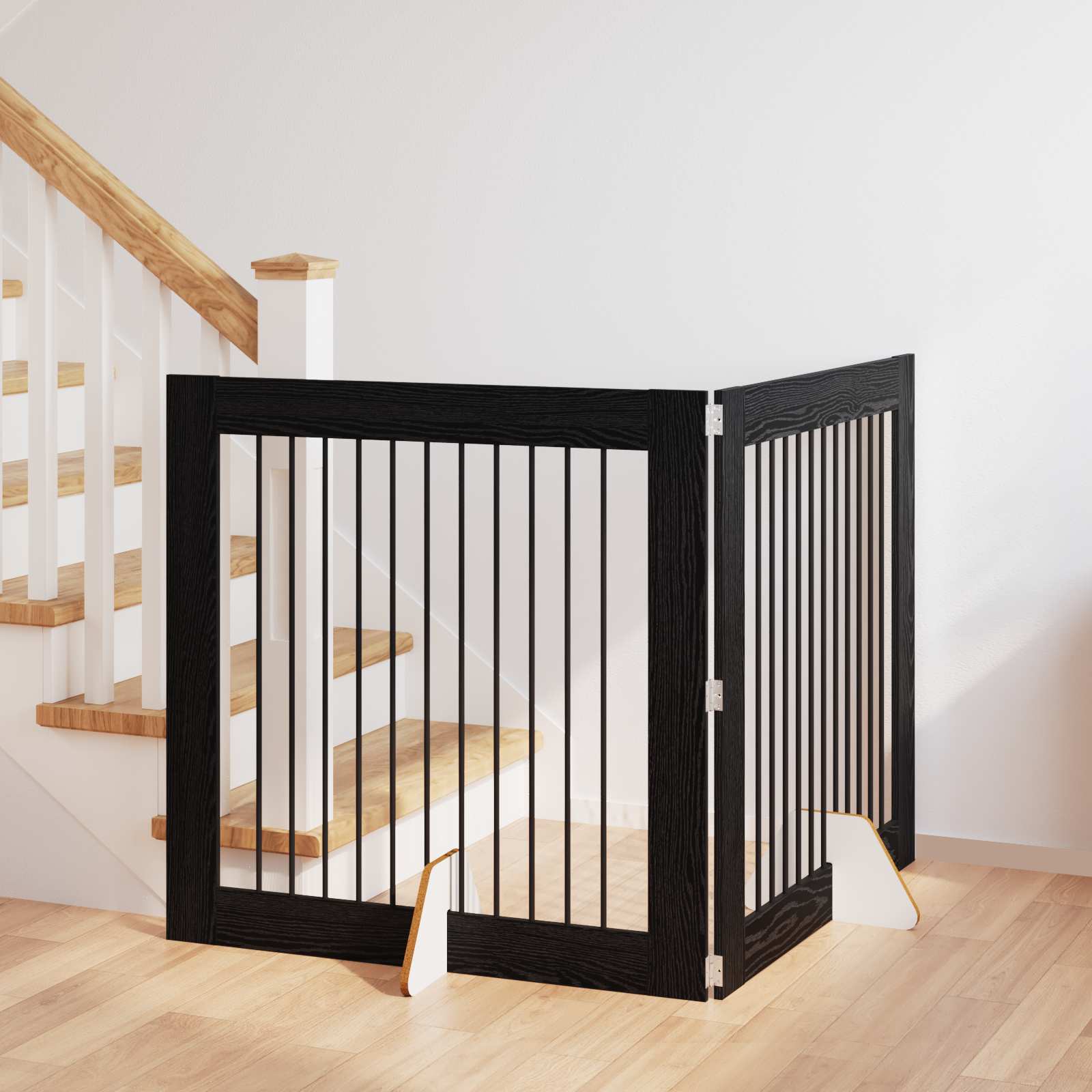Skládací psí brána se stojany 2 pcs Černý dub 200,5 cm