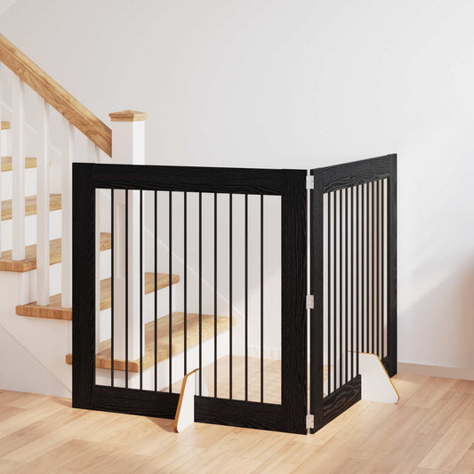 Skládací psí brána se stojany 2 pcs Černý dub 200,5 cm