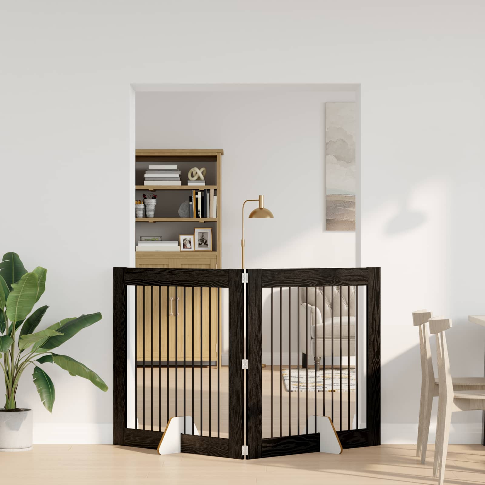 Skládací psí brána se stojany 2 pcs Černý dub 200,5 cm