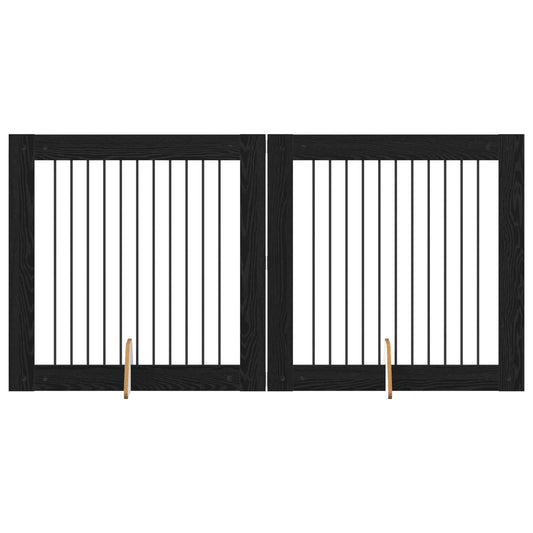 Skládací psí brána se stojany 2 pcs Černý dub 200,5 cm