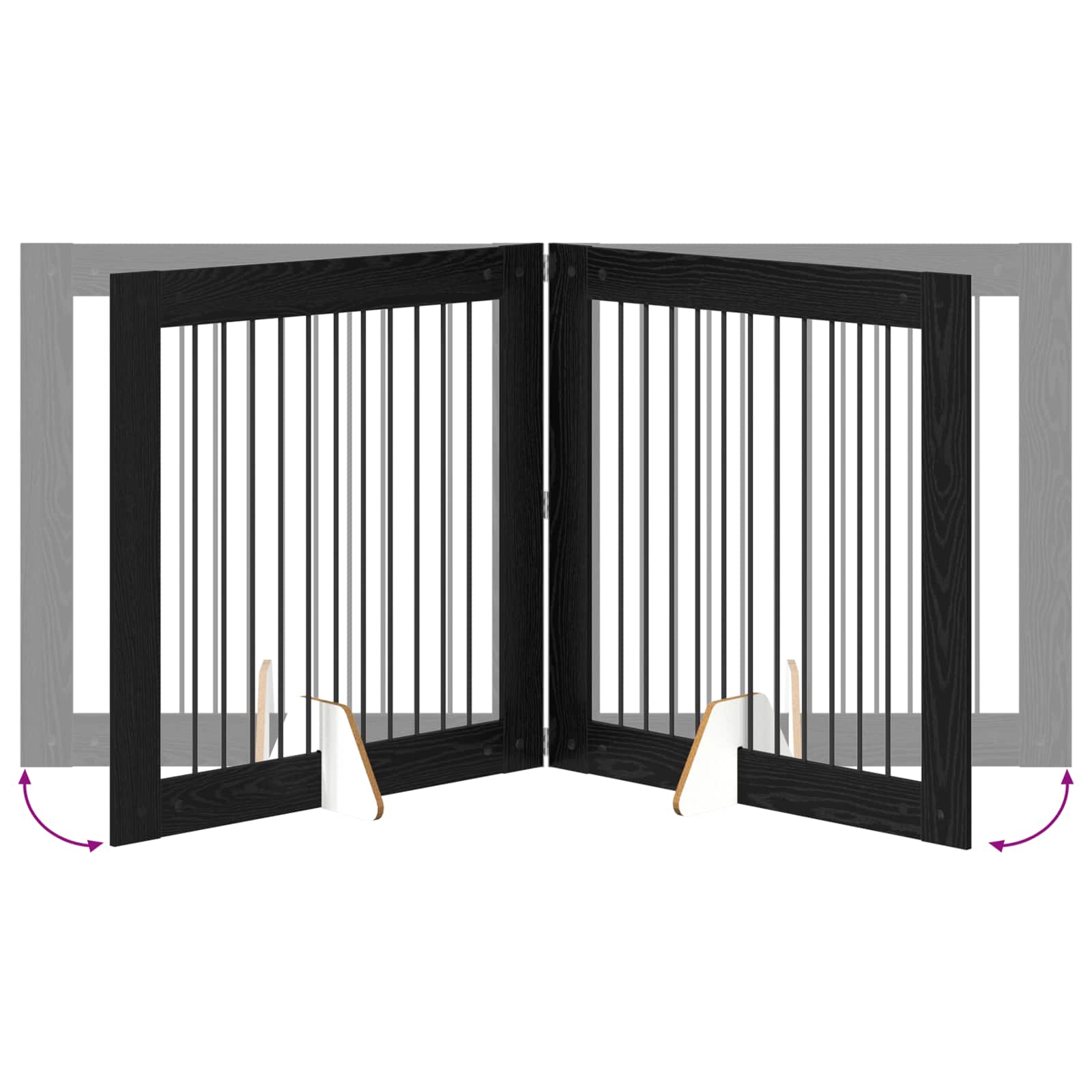 Skládací psí brána se stojany 2 pcs Černý dub 200,5 cm