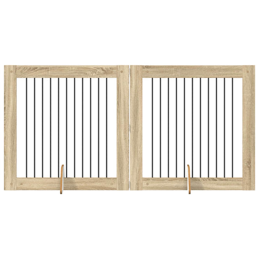 Skládací psí brána se stojany 2 pcs Dub sonoma 200,5 cm
