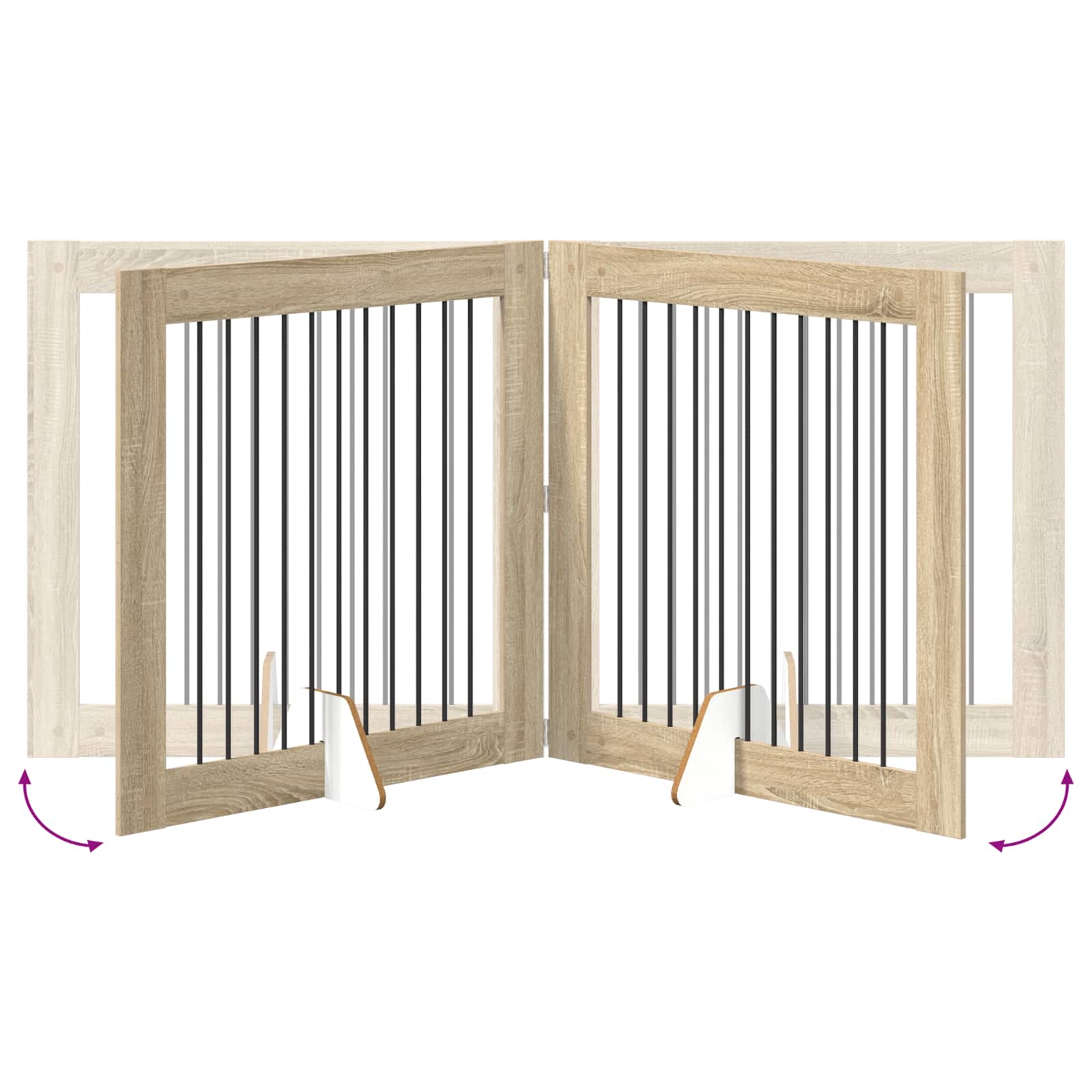 Skládací psí brána se stojany 2 pcs Dub sonoma 200,5 cm