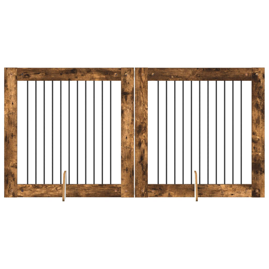 Skládací psí brána se stojany 2 pcs Kouřový dub 200,5 cm