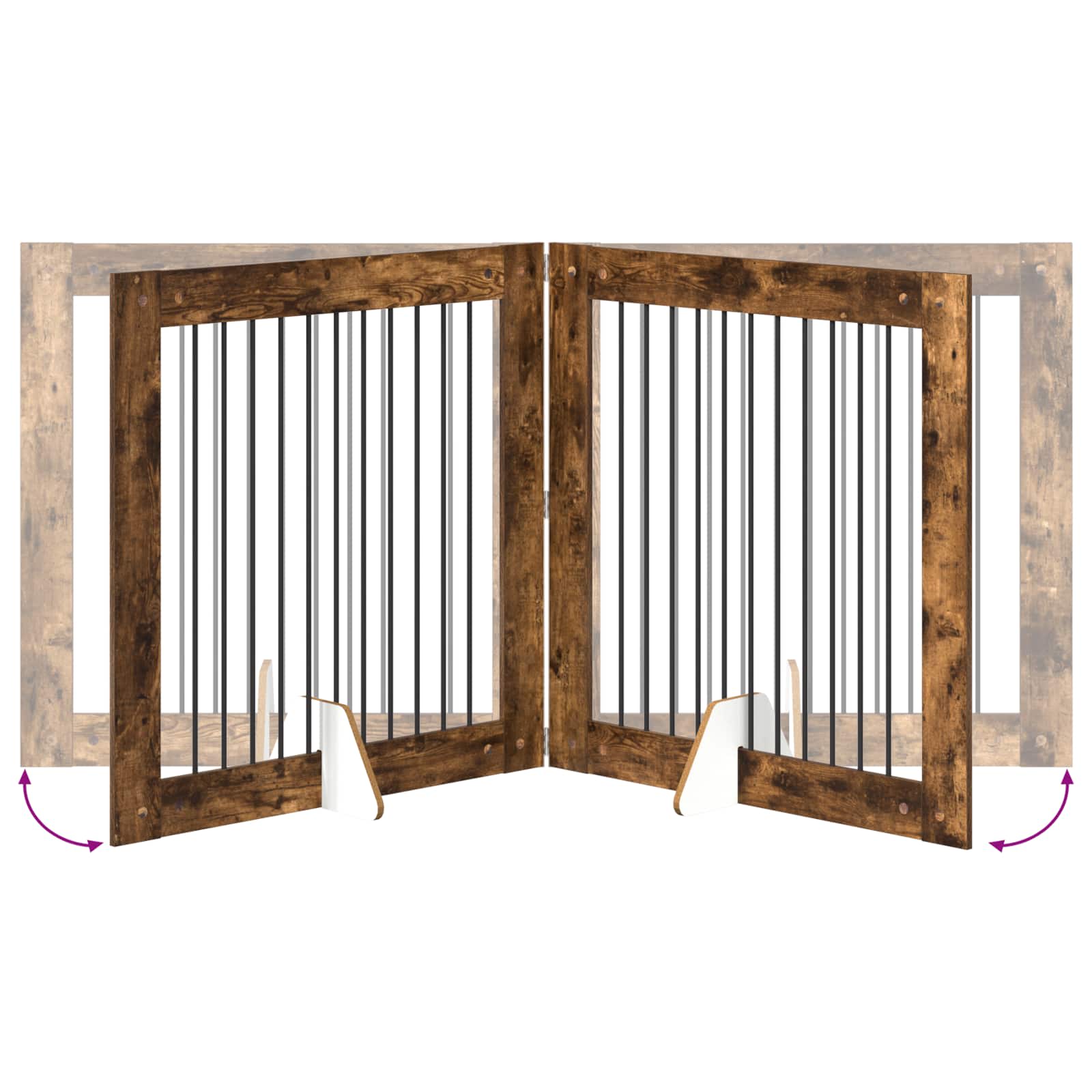 Skládací psí brána se stojany 2 pcs Kouřový dub 200,5 cm
