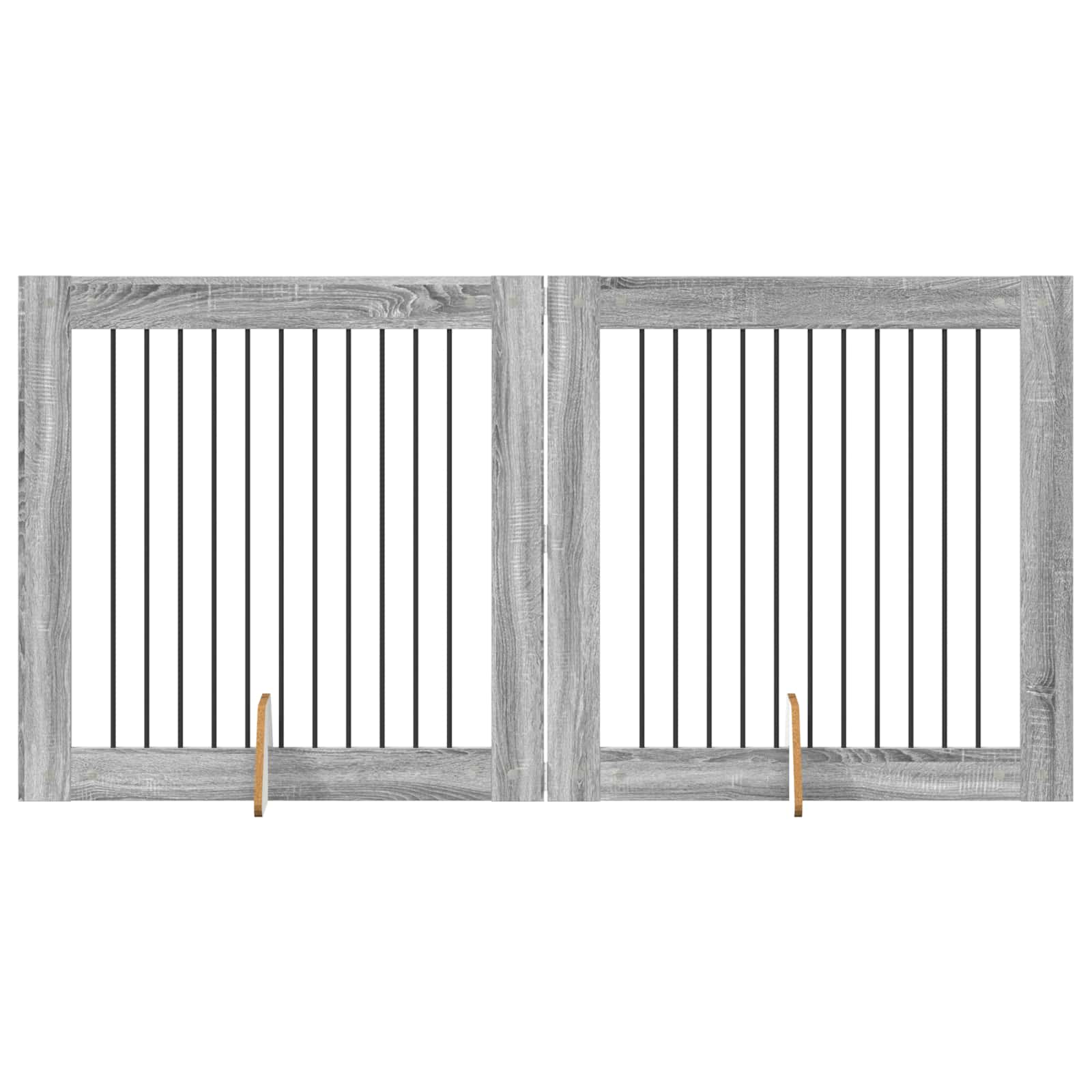 Skládací psí brána se stojany 2 pcs Šedá sonoma 200,5 cm