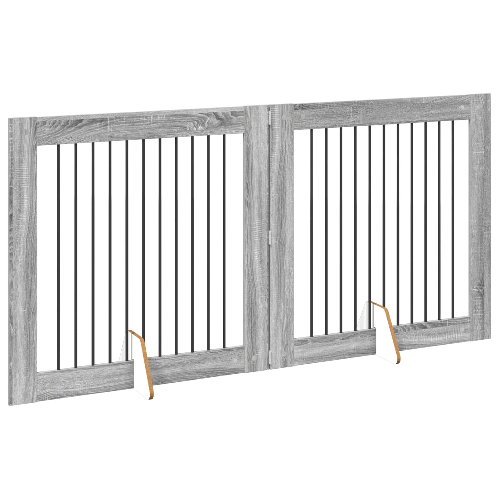 Skládací psí brána se stojany 2 pcs Šedá sonoma 200,5 cm