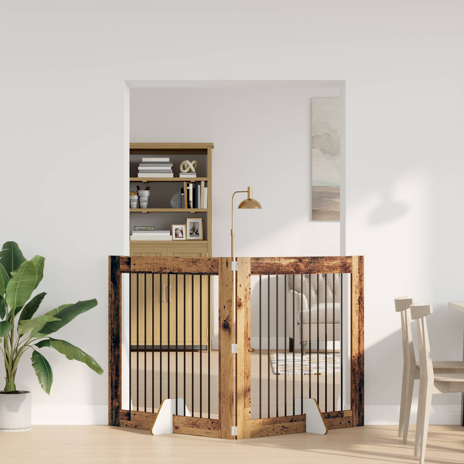 Skládací psí brána se stojany 2 pcs Staré dřevo 200,5 cm