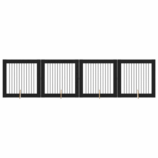 Skládací psí brána se stojany 4 pcs Černý dub 401 cm