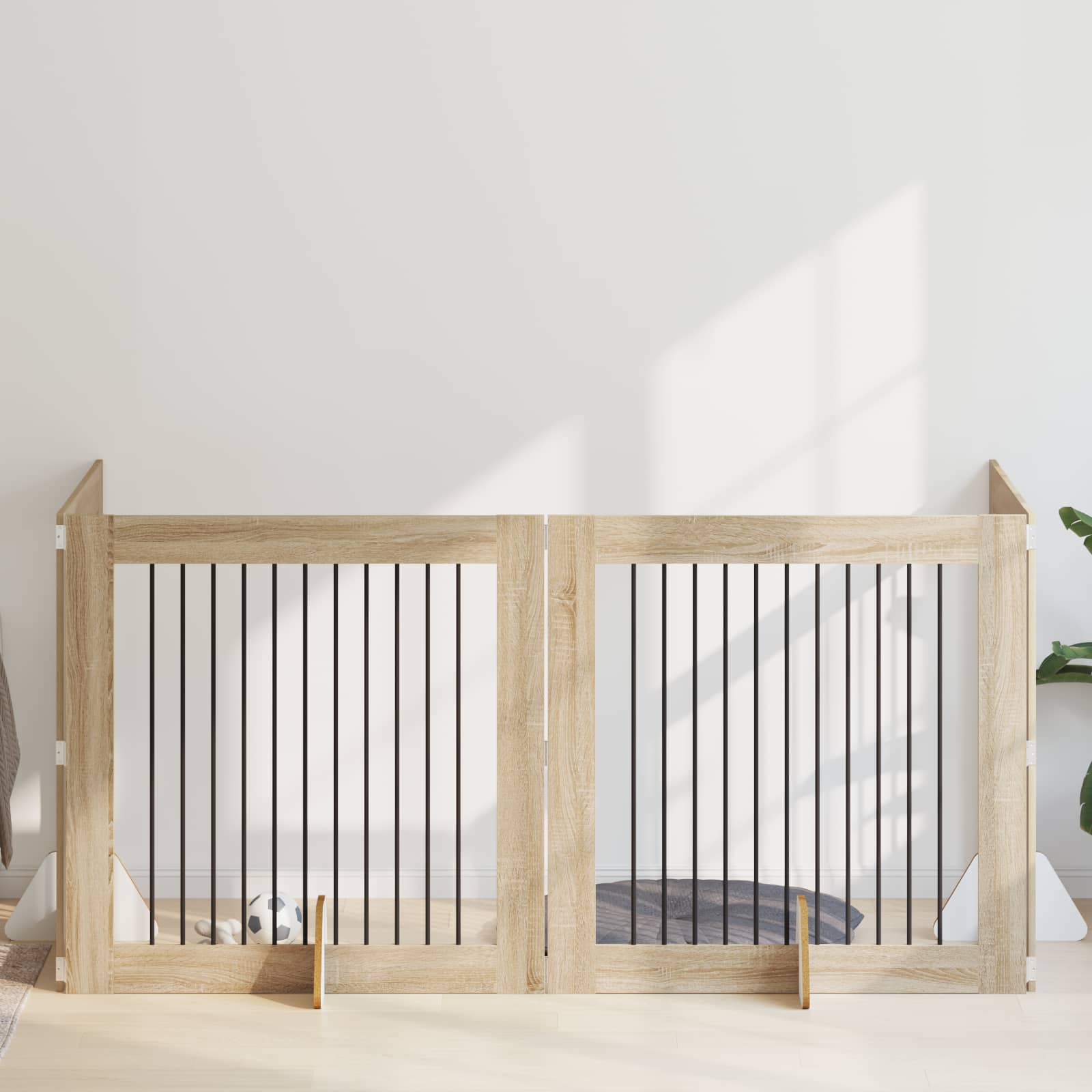 Skládací psí brána se stojany 4 pcs Dub sonoma 401 cm