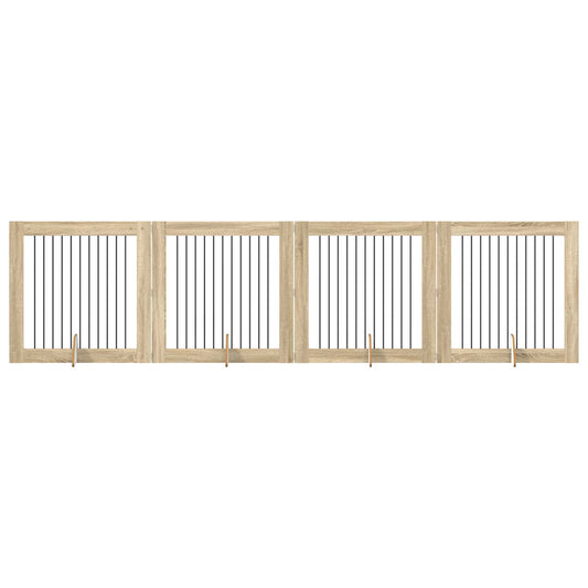 Skládací psí brána se stojany 4 pcs Dub sonoma 401 cm