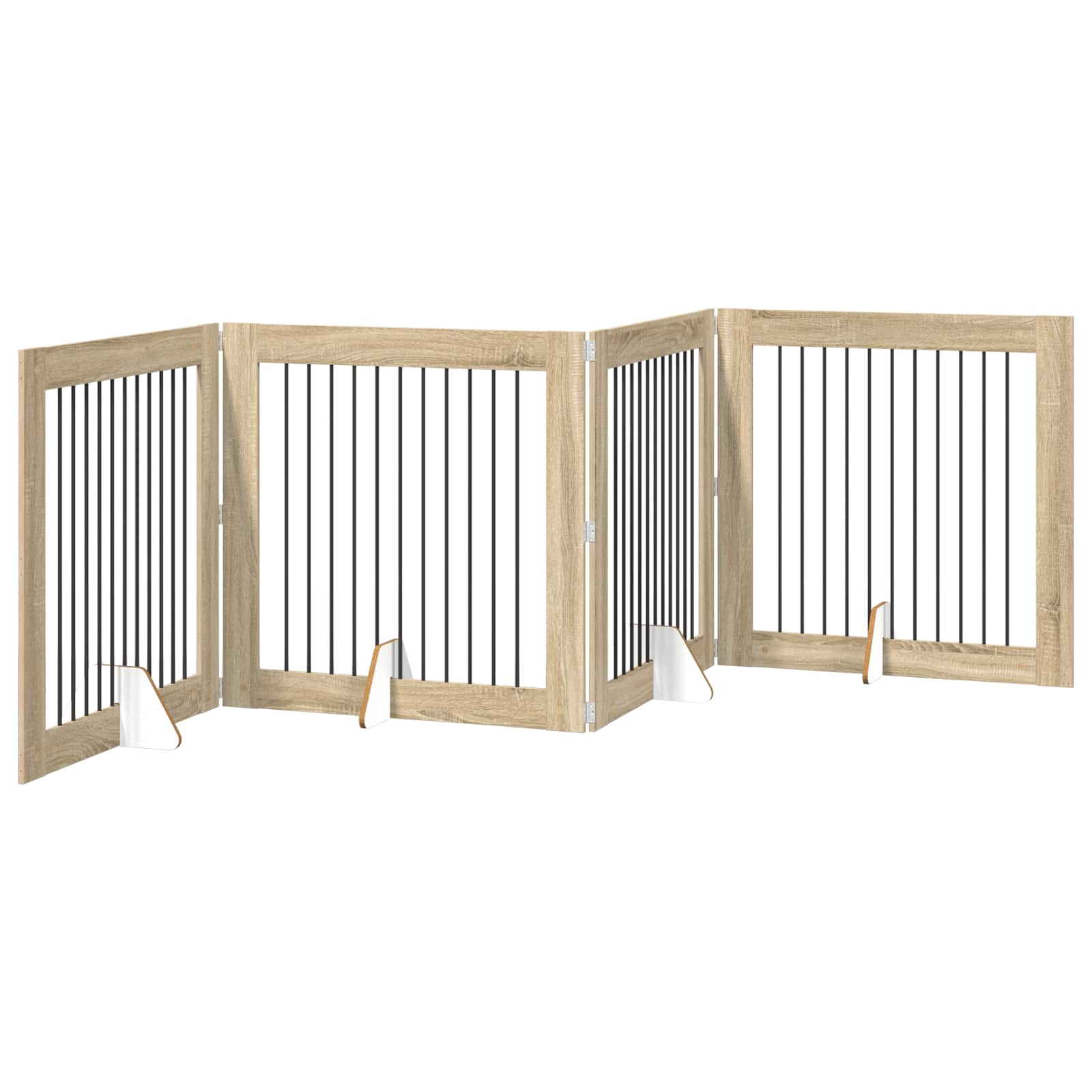 Skládací psí brána se stojany 4 pcs Dub sonoma 401 cm