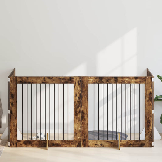 Skládací psí brána se stojany 4 pcs Kouřový dub 401 cm