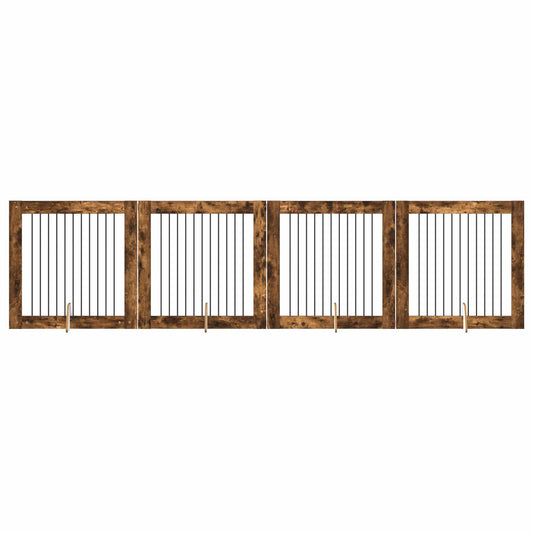 Skládací psí brána se stojany 4 pcs Kouřový dub 401 cm