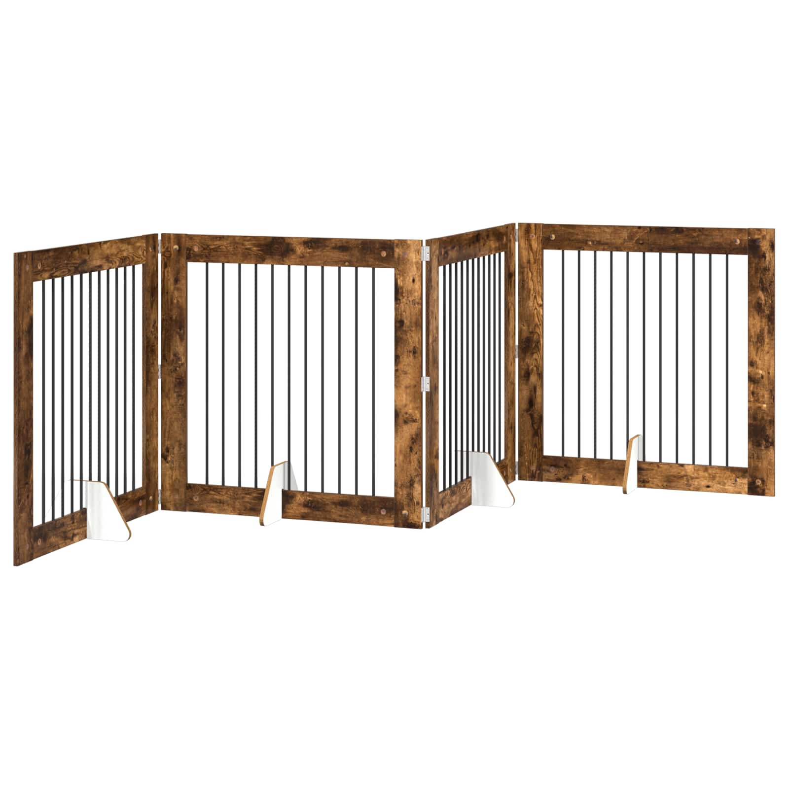 Skládací psí brána se stojany 4 pcs Kouřový dub 401 cm