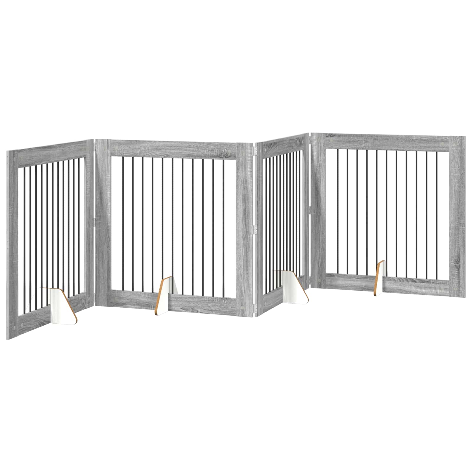 Skládací psí brána se stojany 4 pcs Šedá sonoma 401 cm